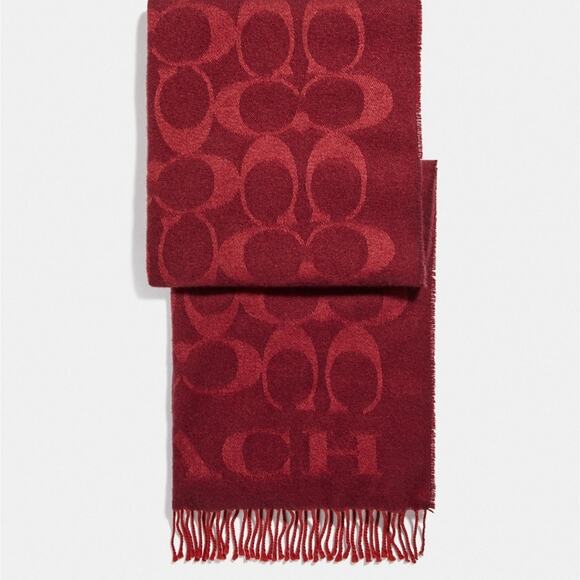COACH SCARF SIGNATURE OVERSIZED MUFFLER RED OR CAMEL TAN ❗️ BESTSELLER❗NEW❗️ - Picture 2 of 3